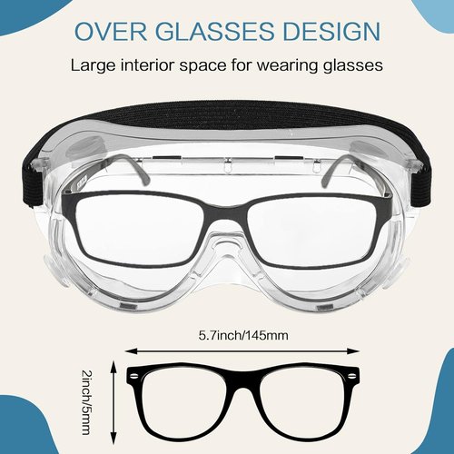 Macarrie Anti-Fog Safety Goggles - 50 Pcs Lightweight & Adjustable for Medical & Chemistry Use
