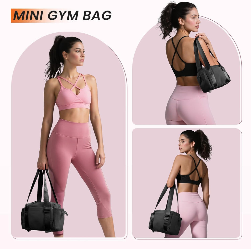 SKYSPER Small Gym Bag for Women - Lightweight Waterproof Mini Tote with Wet Compartment | Stylish Black Duffle for Sport & Commute