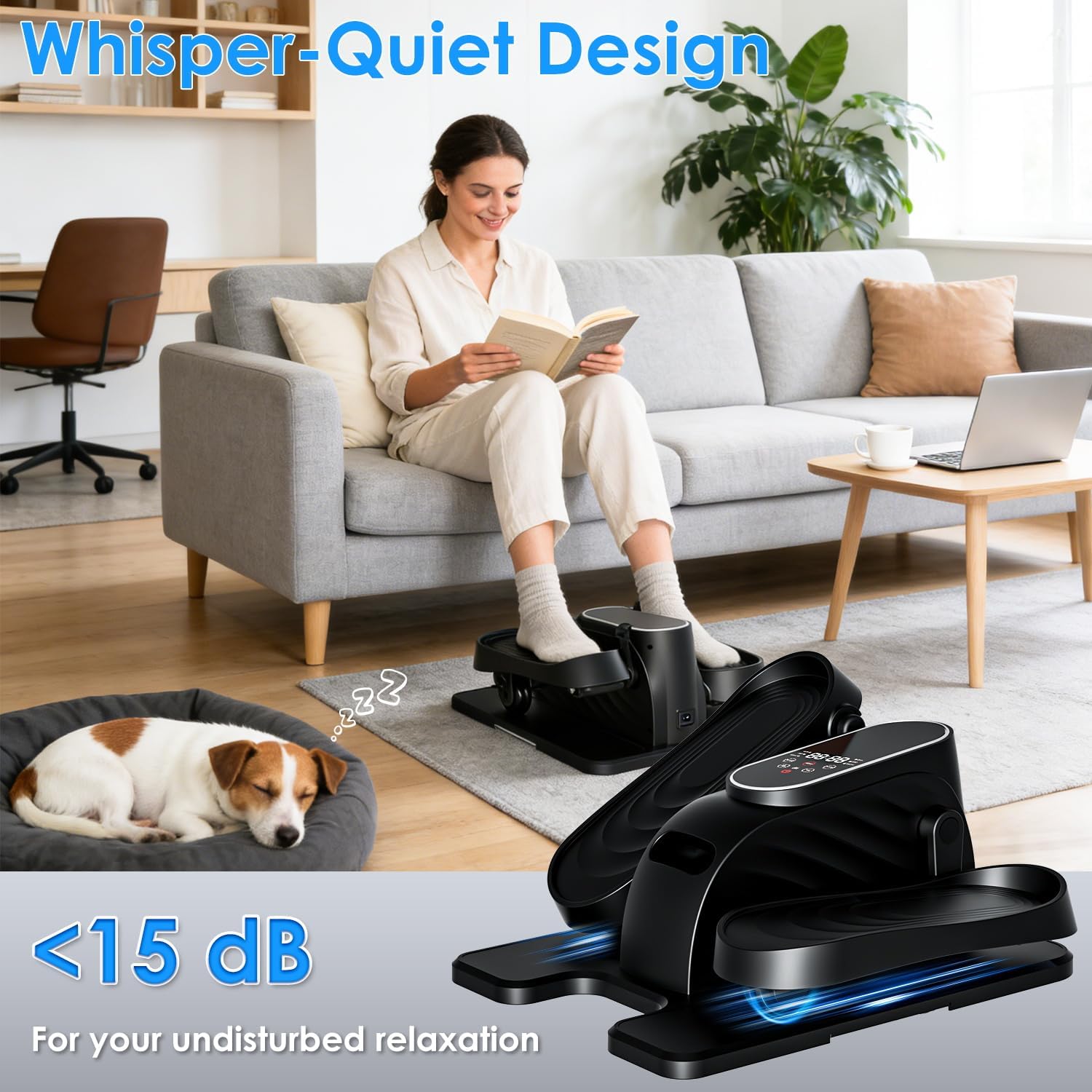 Under Desk Elliptical Machine - Remote-Controlled Leg Exerciser for Seniors | 15 Speeds, Forward & Reverse
