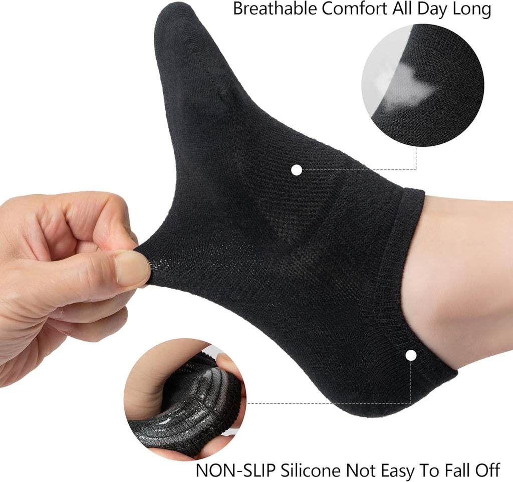 Time May Tell No-Show Socks - 8 Pairs Women's Non-Slip Low Cut Ankle Invisible Running Socks