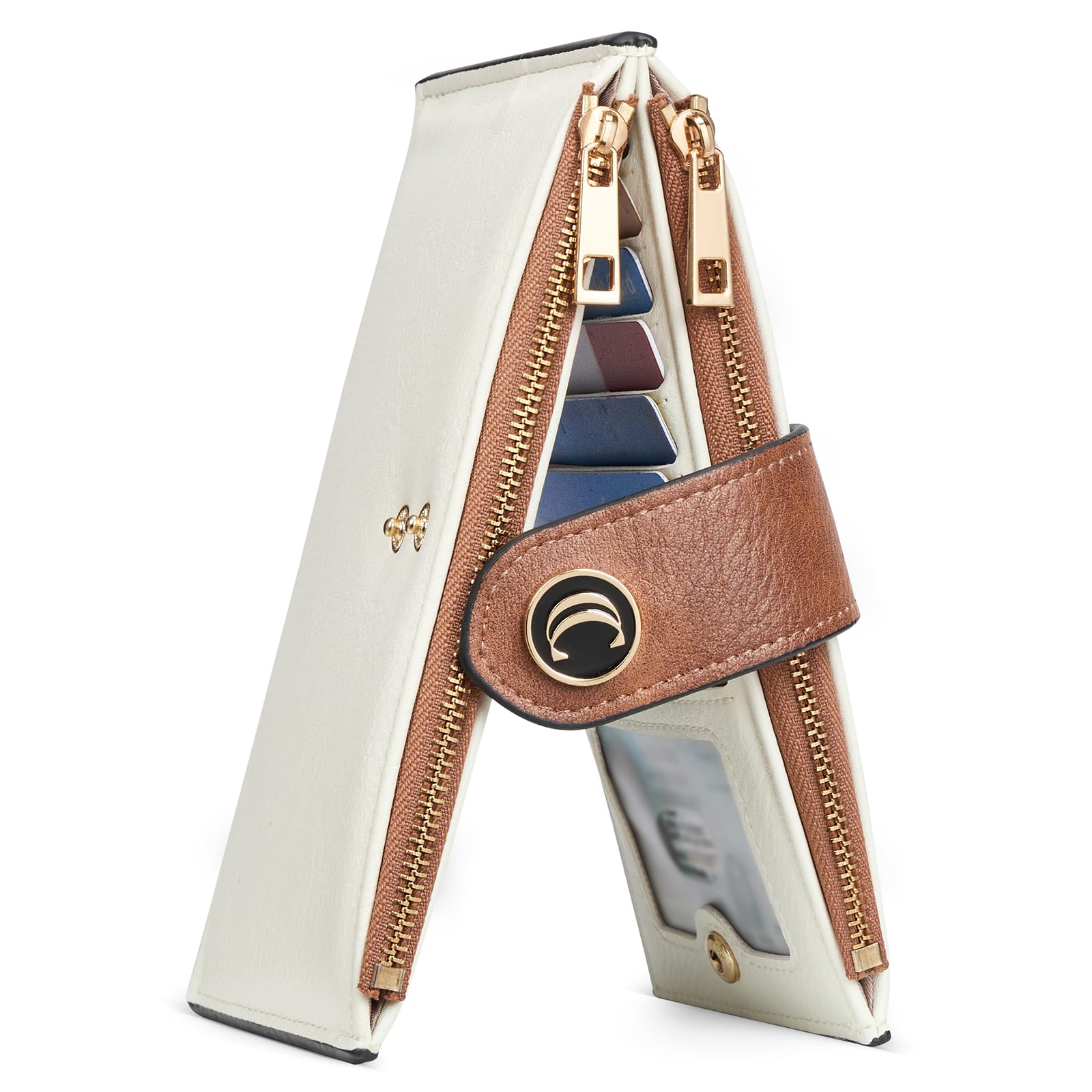 CLUCI Wallet for Women Leather Slim Womens Wallet RFID Blocking Bifold Credit Card Holder with Zipper Pocket