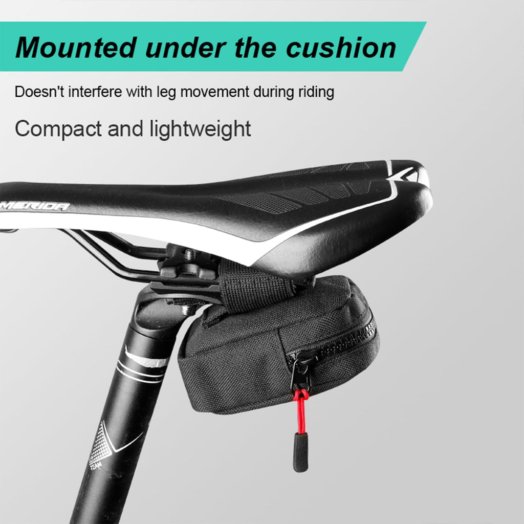 WOLFILIST Compact Cycling Saddle Bag - Fits Under Bike Seat for easy storage - Road Bike & Bicycle Seat Bag - Tiny Durable & Water-resistant (Mini)
