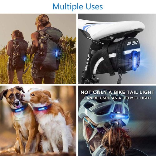 Blue Bike Tail Lights 2 Pack, Ultra Bright USB Rechargeable Bicycle Taillights, High Intensity Led Rear Bike Light Fits on Any Road Bikes or Helmets