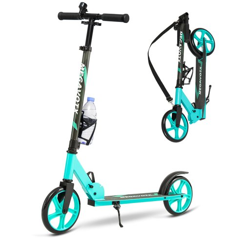 Megavotx Foldable Kids Scooter with 8 inch Sturdy Wheels - Scooters for Kids, Teens, Adults Ages 8+, Adjustable Handlebar, Gift for Boys&Girls, 220lbs Max Load Capacity, Bearing ABEC7 - （Green）