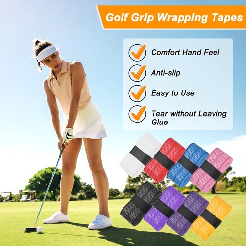 M METERXITY 6-Pack Golf Grip Wrapping Tapes PU Tennis Overgrip Grip Tapes Anti-Slip Sweat Absorbent for Golf/Racquetball/Badminton/Squash/Baseball Bat Handle Red