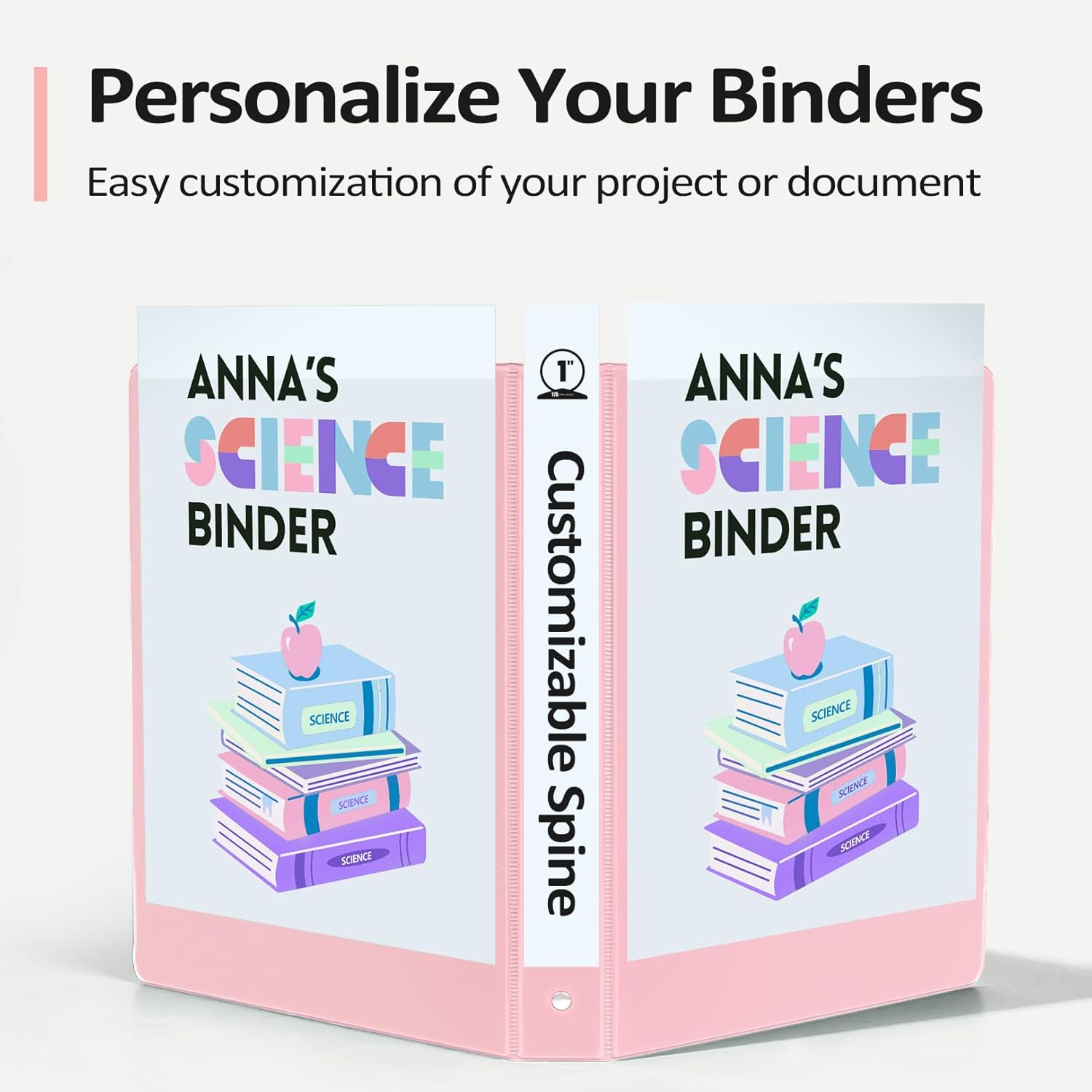 Sooez 1" Three Ring Binders - Extra Durable 6 Pack with Customizable Clear View Cover | Pastel Colors for 8.5 x 11 Papers