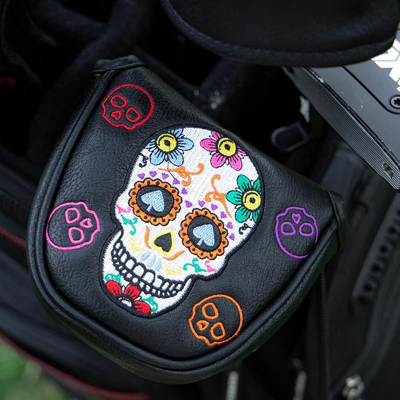 Montela Golf Skeleton Putter Headcover - Black Mallet Driver Cover, Magnetic Closure