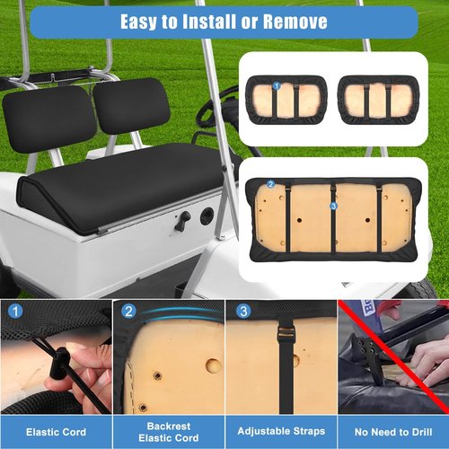 Golf Cart Seat Covers Set for Yamaha G22 G19 G16 G14 G11 G9 G8 G2, Club Car DS Pre-2000 OEM Ordinary Front Seats, Durable Breathable Seat Covers Washable Polyester Mesh Cloth Without Logo, Black