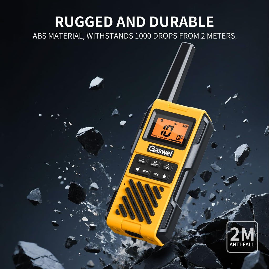 Gaswei G1pro+ IP67 Waterproof Walkie Talkies Long Range for Adults, Heavy Duty Two Way Radio with FM Radio,VOX,SOS & NOAA Weather Alerts,USB-C Rechargeable