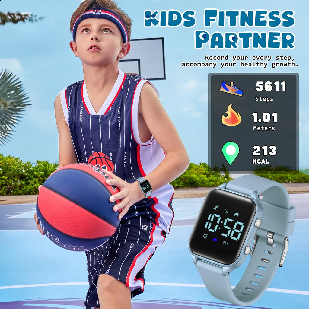 Timever Kids Digital Watches for Boys Girls, Sports Watch with Fitness Tracker, Pedometer, Alarm Clocks, Stopwatch, No App Needed Waterproof Kids Watch, Gift for Teens Student Girls Boys Ages 5-14