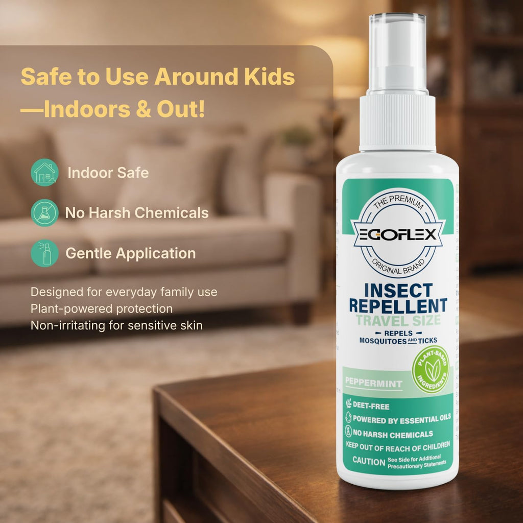 Skiennix Mosquito Repellent Spray - DEET-Free Travel Size Bug Spray | Natural Essential Oils, Peppermint Scent - 3 Fl Oz (3-Pack)