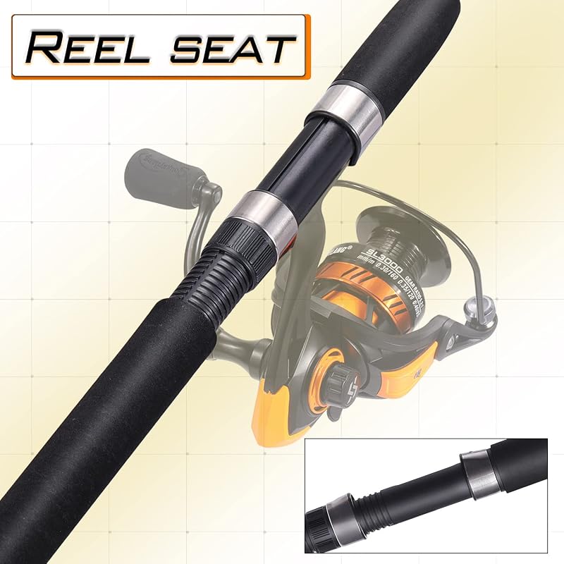 Catfish Fishing Rod and Reel Combo, 2-Piece Spinning Combo, Graphite & Glass Blanks, Yellow 6.9ft MH 3000 Reel