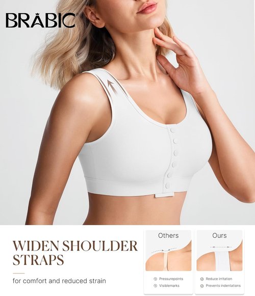 BRABIC Post-Surgery Compression Bra - Full Coverage Wireless Design for Mastectomy | Back Smoothing
