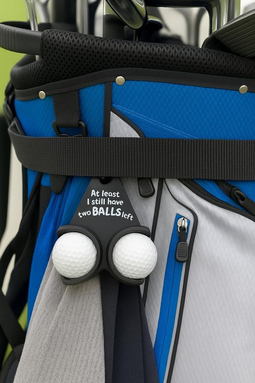 Golf Accessories Ball Holder with Clip - Funny Golf Bag Accessory, Holds 2 Balls for Golfers - Fore Laughs