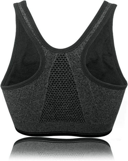 FLORATA Zip Front Sports Bra - Wireless Post-Surgery Support for Yoga & Fitness | Comfortable Fit