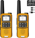 Rivins F22 Rechargeable Walkie Talkies - Long Range 1400mAh Battery, NOAA, USB-C, Flashlight | 2 Pack, Orange