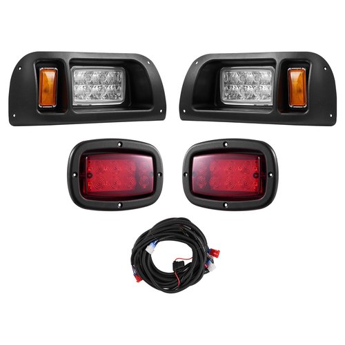 VEVOR Golf Cart Light Kit, 12 Volt, LED Headlight and Tail Light Kit with Wiring Harness, Switch, Zip Ties, ABS Housing, High-Brightness, Waterproof and Dustproof, Fit for EZGO TXT 1996-2013 Models