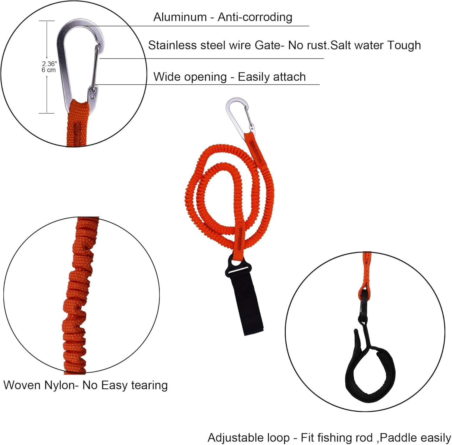 YYST Paddle Leash Holder Tool - Durable Orange Lanyard for Secure Paddle Attachment