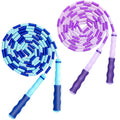 TYSISKNO 2 Pack Jump Rope for Kids Girls and Boys, Soft Beaded Jump Ropes, Adjustable Skipping Rope, Workout and Weight Loss,9.2Ft(Blue&Purple)