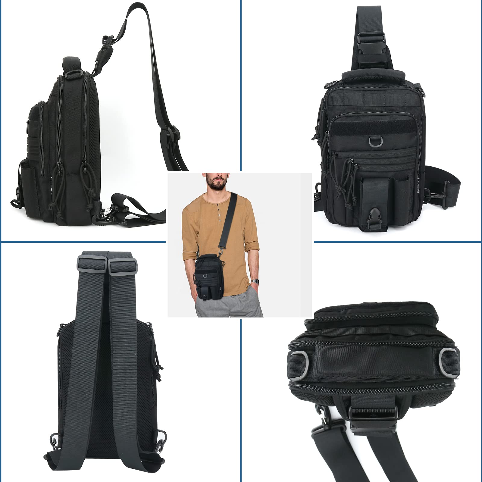 DegeTMVe Dual Pistol Holster Chest Bag Concealed Carry Sling Crossbody Tactical Gun Convertible Backpack Shooting Hunting