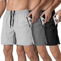 Skiennix Men's Athletic Running Shorts - Quick Dry Gym Workout Shorts with Zipper Pockets | 3 Pack