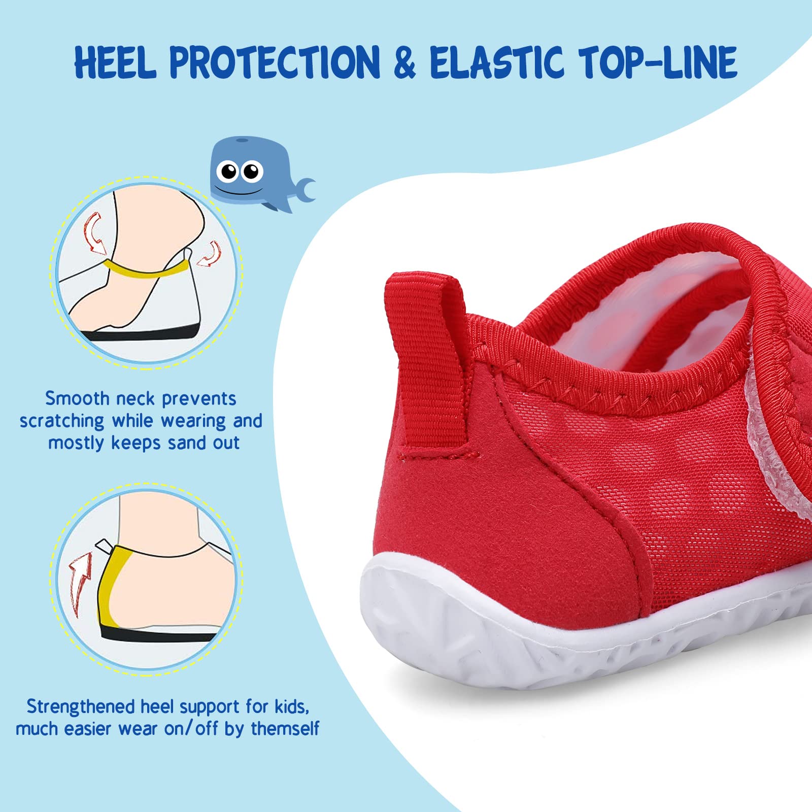 LeIsfIt Boys Girls Water Shoes Kids Aqua Socks Toddler Quick-Dry Swimming Shoes Non-Slip Summer Shoe for Beach Pool Surf, Red, 9 Toddler