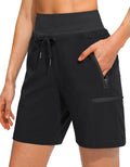 Obla Women's Hiking Cargo Shorts Zipper Pockets Soft High Waisted Quick Dry 7 Inch Long Shorts for Women Golf Athletic Summer (Black_XL)