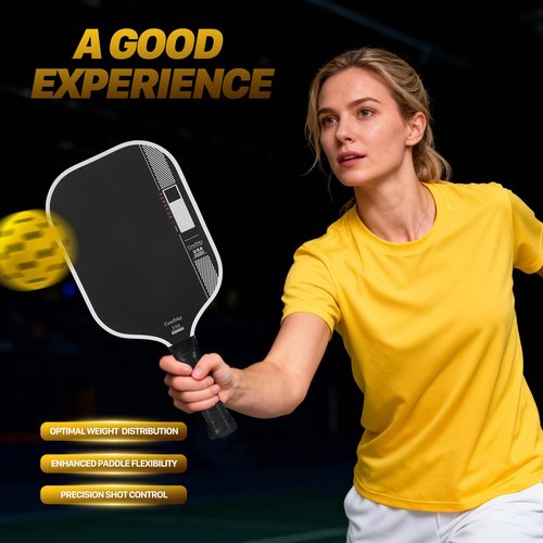 4th Gen Pickleball Paddle with Raw Carbon Fiber Face | Propulsion Core & 16mm Poly Honeycomb for Power Control | Extended Grip Handle (Black & White)