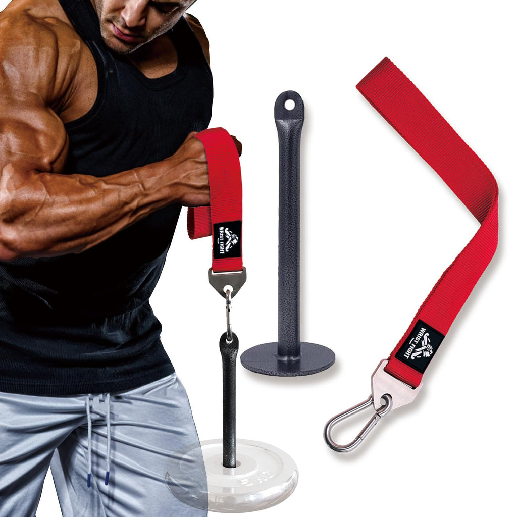 WRIST FIGHT Heavy-Duty Arm Wrestling Training Strap for Pronation Strength with Stainless Steel Buckle and Carabiner – Wrist and Grip Strengthener (Red-LP)