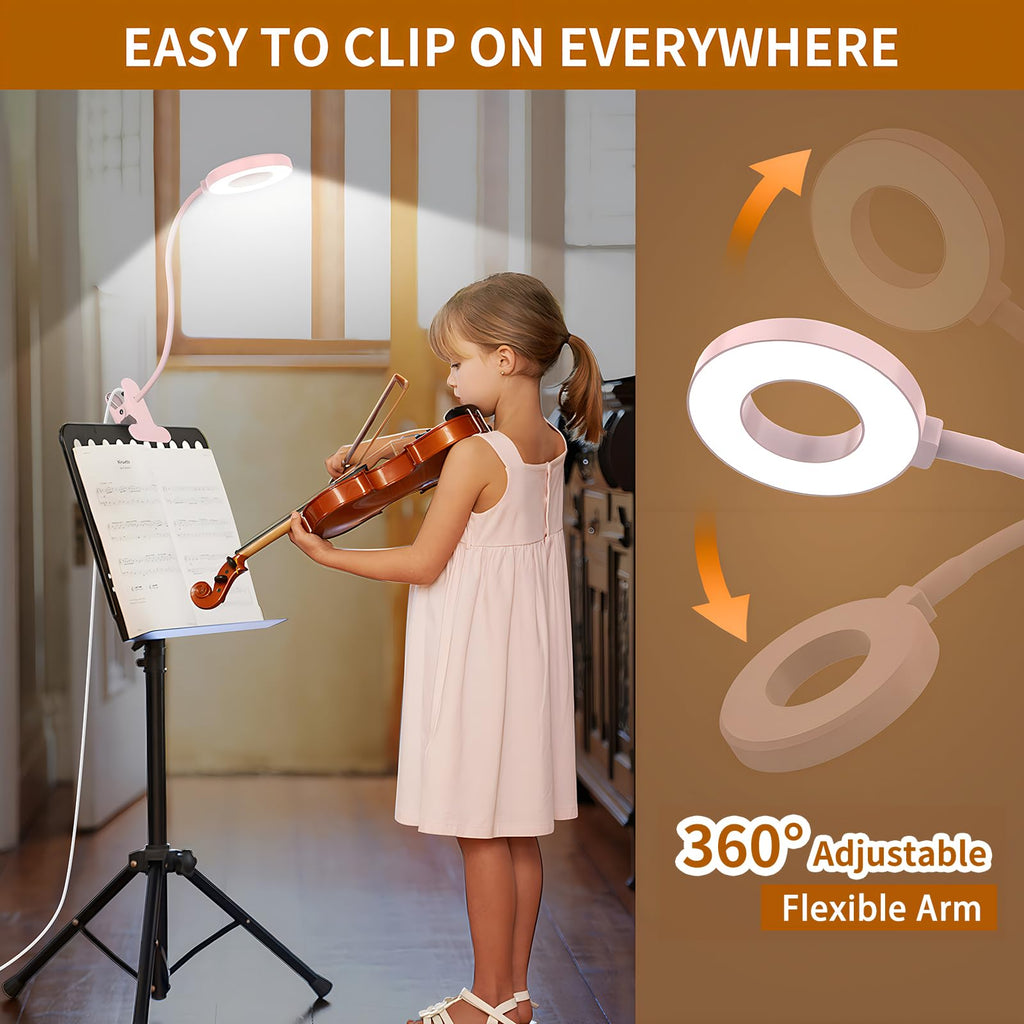 iZELL Desk Lamp, [3 Color Modes & 10 Brightness] LED Reading Light with Clamp, Silicone Flexible Arm Book Light for Kids Reading Book in Bed at Night Clip on Table, Headboard, Dorm - 15.8‘’ Pink