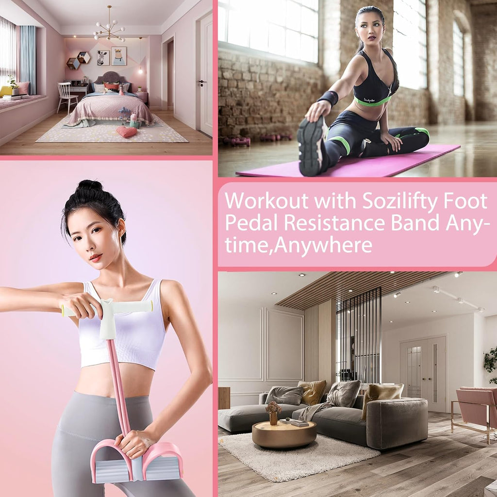 Skiennix Resistance Band Foot Pedal - 6-Tube Elastic Exercise Bands for Women | Jump Fitness & Stretching