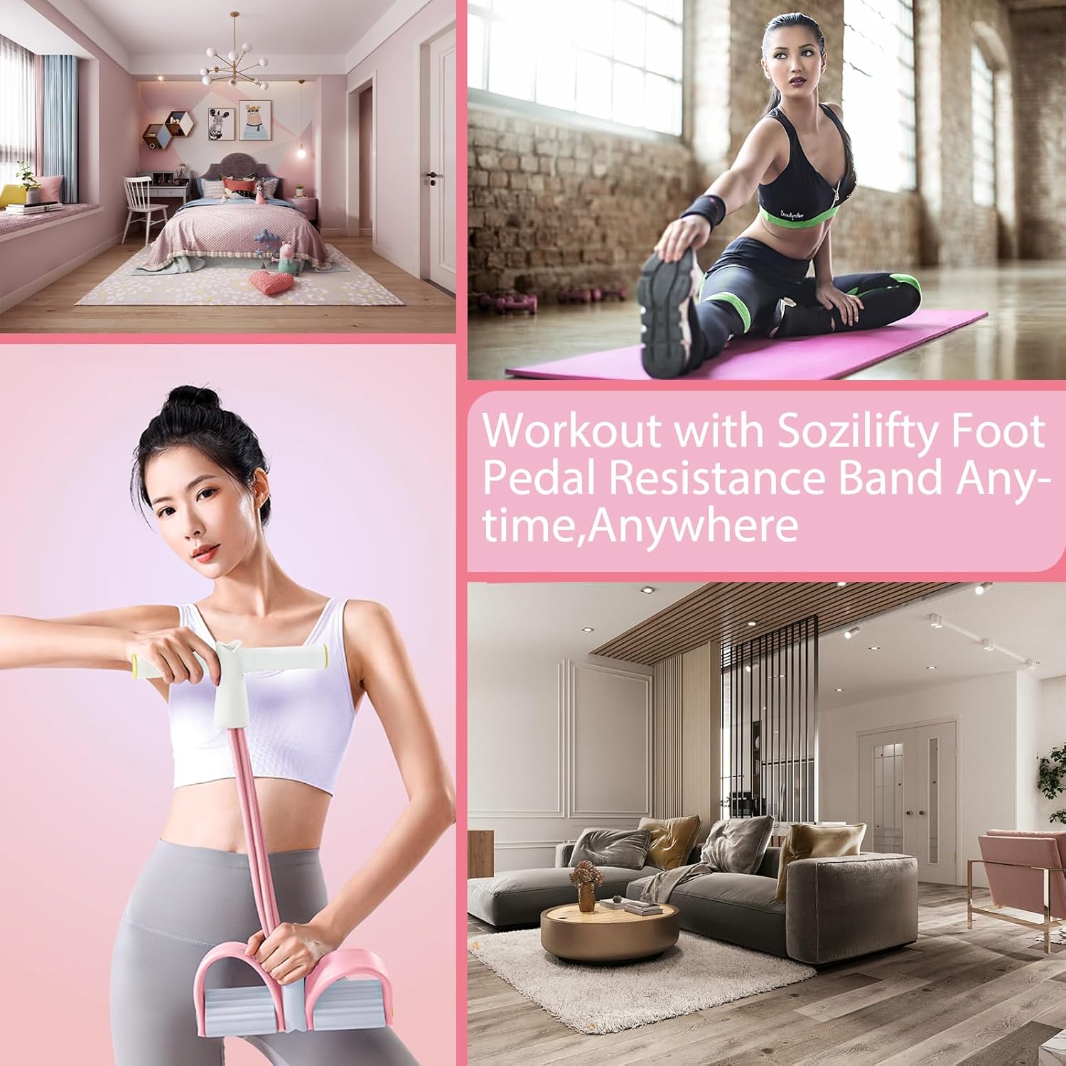 Skiennix Resistance Band Foot Pedal - 6-Tube Elastic Exercise Bands for Women | Jump Fitness & Stretching