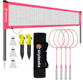 Outdoor Badminton Net Set - 20x3ft Anti-Sag Net, 4 Aluminum Rackets & 3 Shuttlecocks | Portable Family Fun