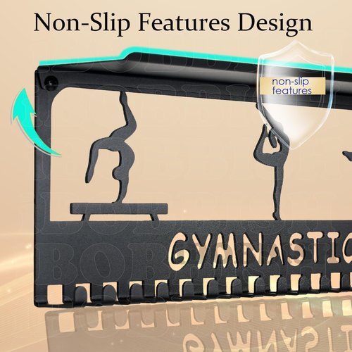 Metal Medal Hanger | Heavy-Duty Trophy Display with 20 Hooks - Non-Slip Wall Mount for Gymnastics, Race, Soccer, Swim