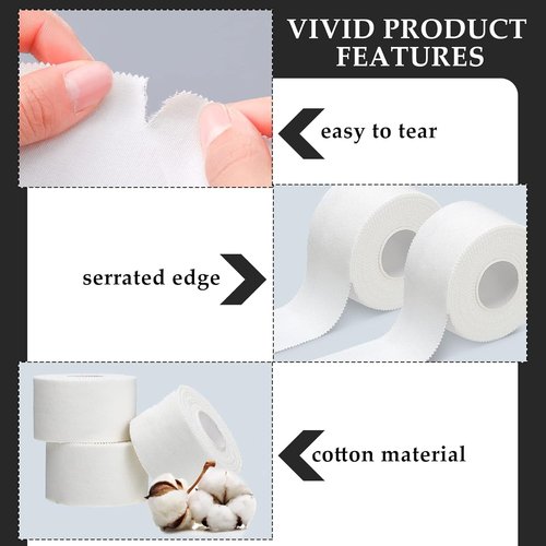 Hoolerry Athletic Sports Tape - 12 Rolls of 130 Yards, Easy Tear, No Sticky Residue - 2 Inch, White