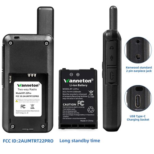 Wanneton RT22pro walkie talkies Wireless Frequency Copy Rechargeable Walkie Talkies for Adults,walkie talkies 4 Pack Long Range with VOX, Scrambling, decoding, Battery Display, scanning.