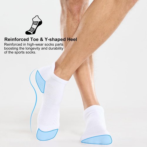 FITRELL Men's Athletic Running Ankle Socks - 6 Pack, Cushioned, Breathable, Anti-Blister, Low Cut