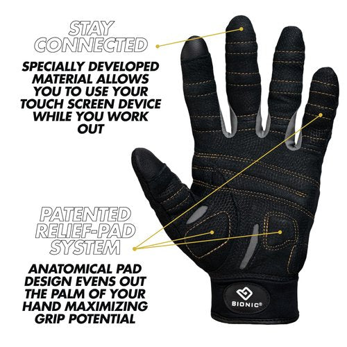 Bionic Men's Beastmode Full Finger Gym Gloves (Large)