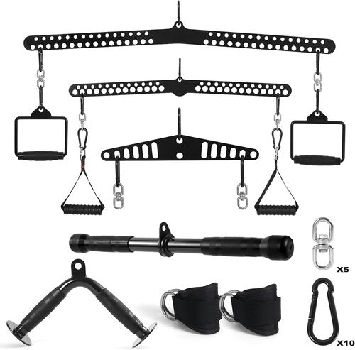 LAT Pull Down Bar - Adjustable Cable Attachment for Home Gym | Ideal for Back & Triceps Training