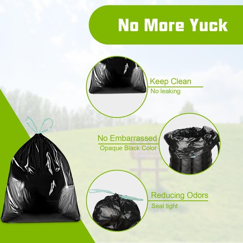 Sckee 50 Pack Heavy-Duty Waste Liners, Leak-Proof Potty Bags with Drawstring, Portable Toilet Buckets Bags for Hiking, Car Travel, Truck, RV, Boating, Road Trips & Outdoor Use (8 Gallon)