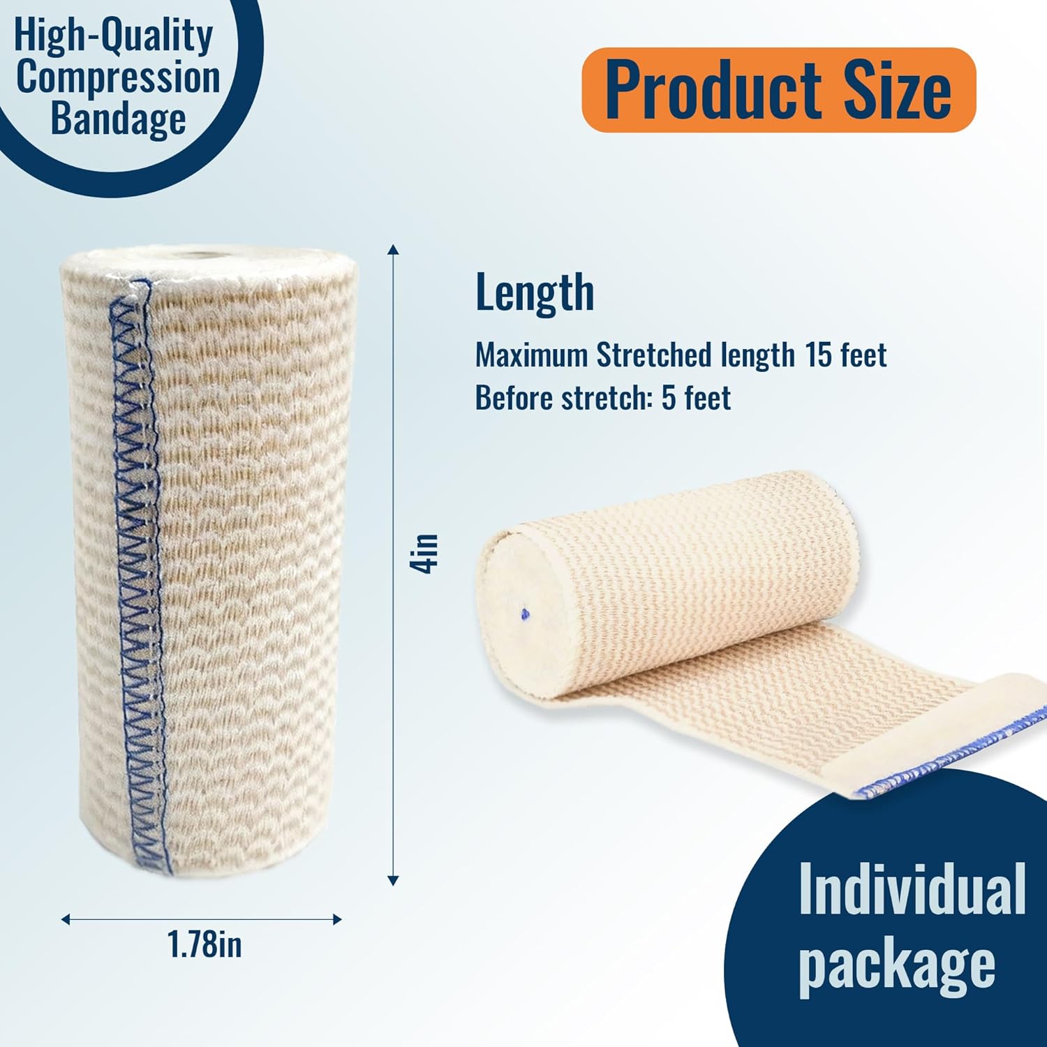 Premium Elastic Bandage Wrap - 4 Inch Compression Support for Legs, Ankle, Knee & Foot - 2 Pack, Latex-Free