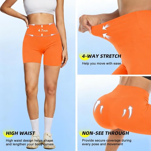 FULLSOFT High Waisted Biker Shorts for Women - Tummy Control Fitness Yoga & Gym Shorts
