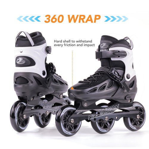 PAPAISON Adult Adjustable Inline Skates for Men Women with 3 100mm Wheels, Outdoor Blades Female Male Fitness Speed Racing Skates, Roller Skates for Teens Boys Girls