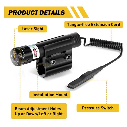 Laser Beam Sight for Bug Salt Gun 2.0, 3.0 and 4.0, Tyseam Adjustable Laser for Fly Gun Salt Shooter, Bug Salt Gun Accessories for Indoor and Outdoor Shooting (Only Laser Sight)