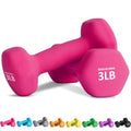 Balelinko Home Gym Equipment Workouts Strength Training Weight Loss Pilates Weights Yoga Sets Free Weights for Women, Men, Seniors and Youth, 3LB Pink, Pair