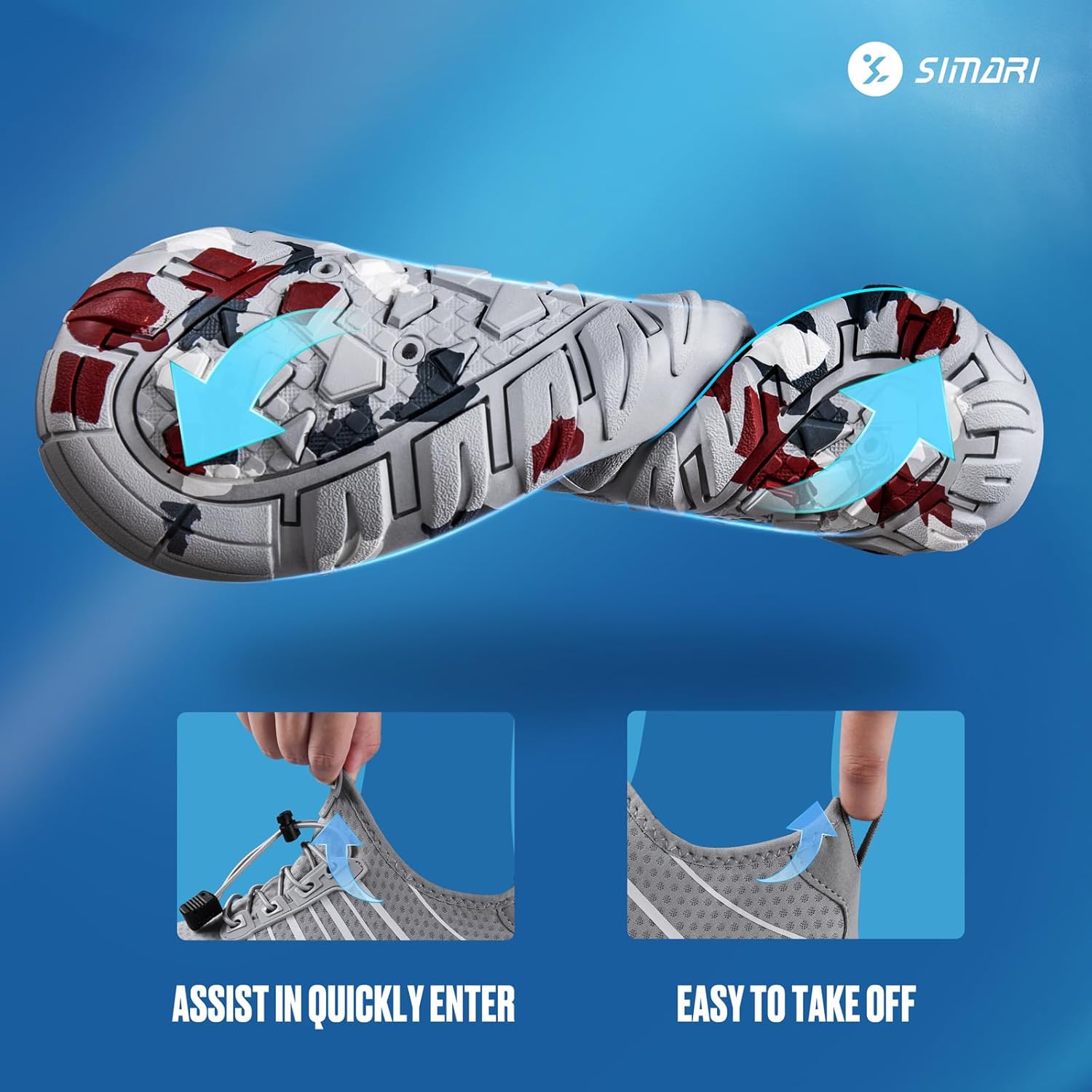 SIMARI Water Shoes - Quick-Dry Barefoot Aqua Socks | Lightweight Non-Slip Swim Shoes for Beach Sports, Surfing, Diving