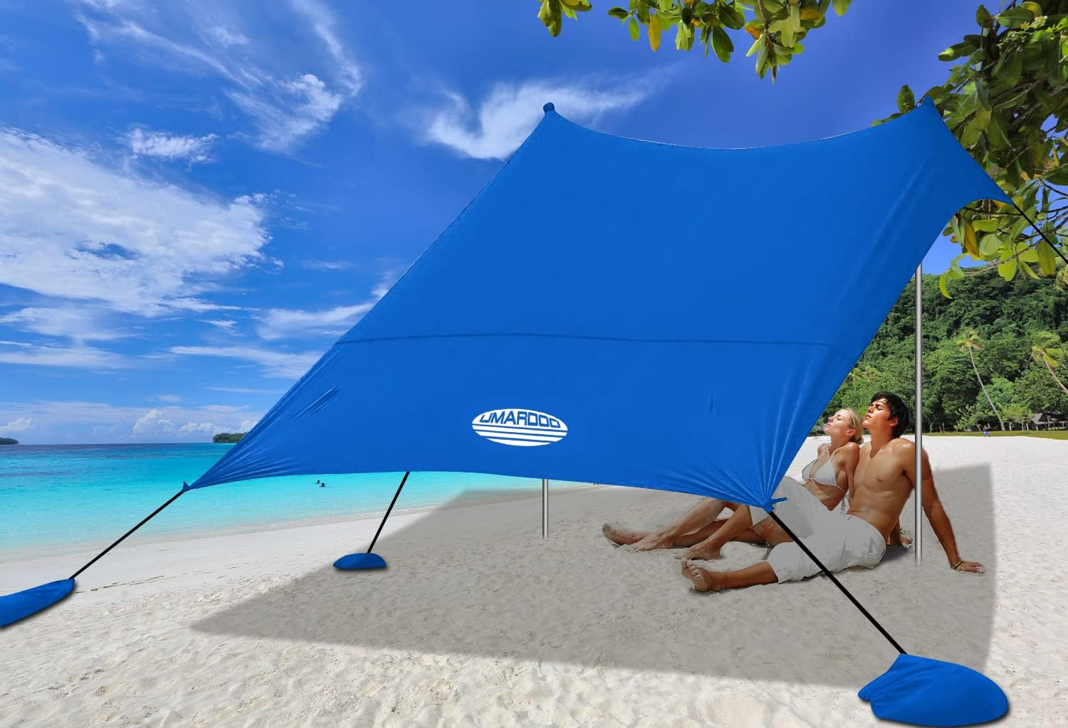 UMARDOO Beach Tent Canopy - Portable 10x10FT Sun Shade with UPF 50+ Protection | Easy Setup & Carry Bag (Blue)