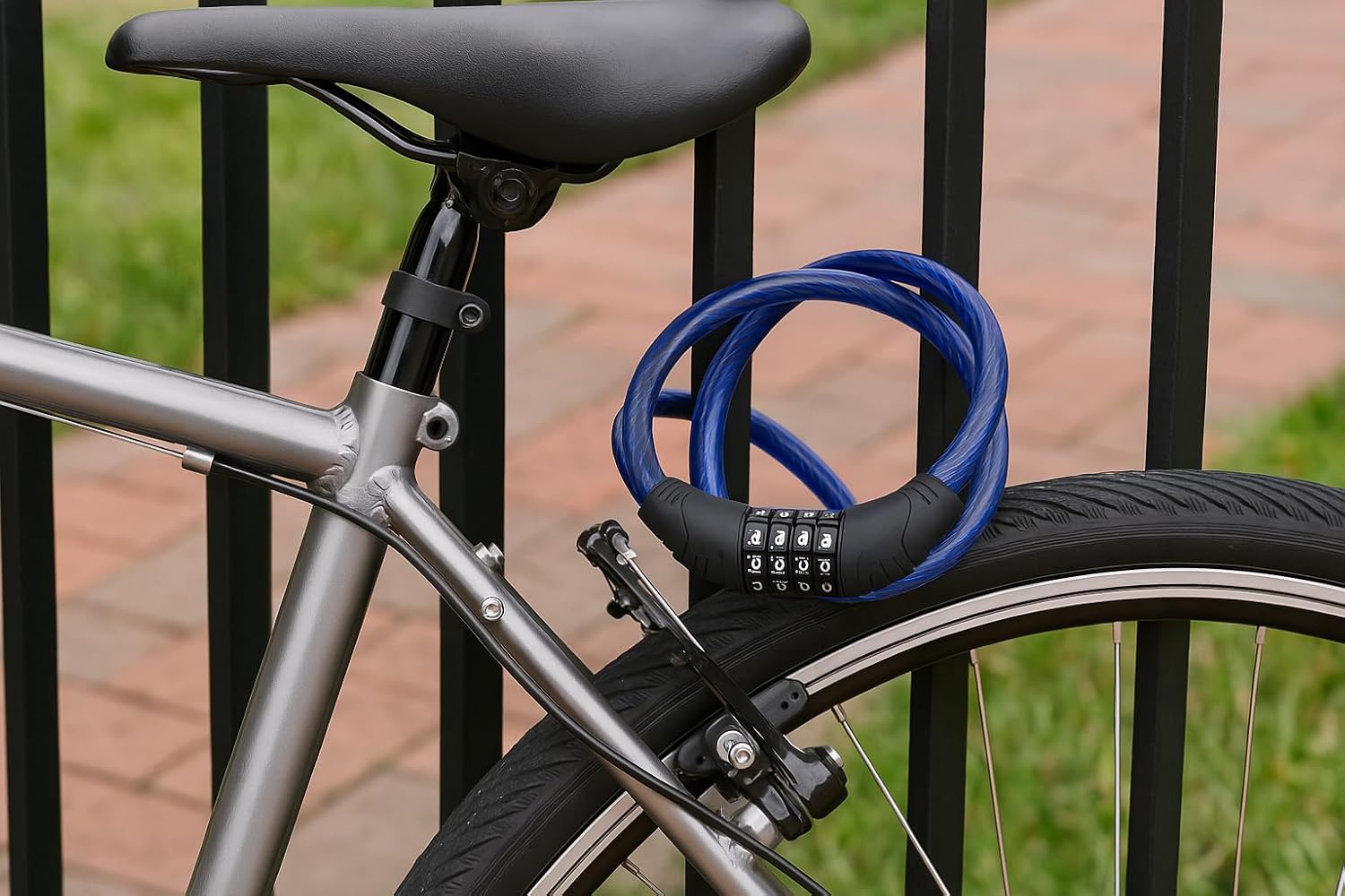 Skiennix Bike Lock Cable - 4 Ft 10mm Resettable Combination Lock for Bicycles, Scooters & Gates