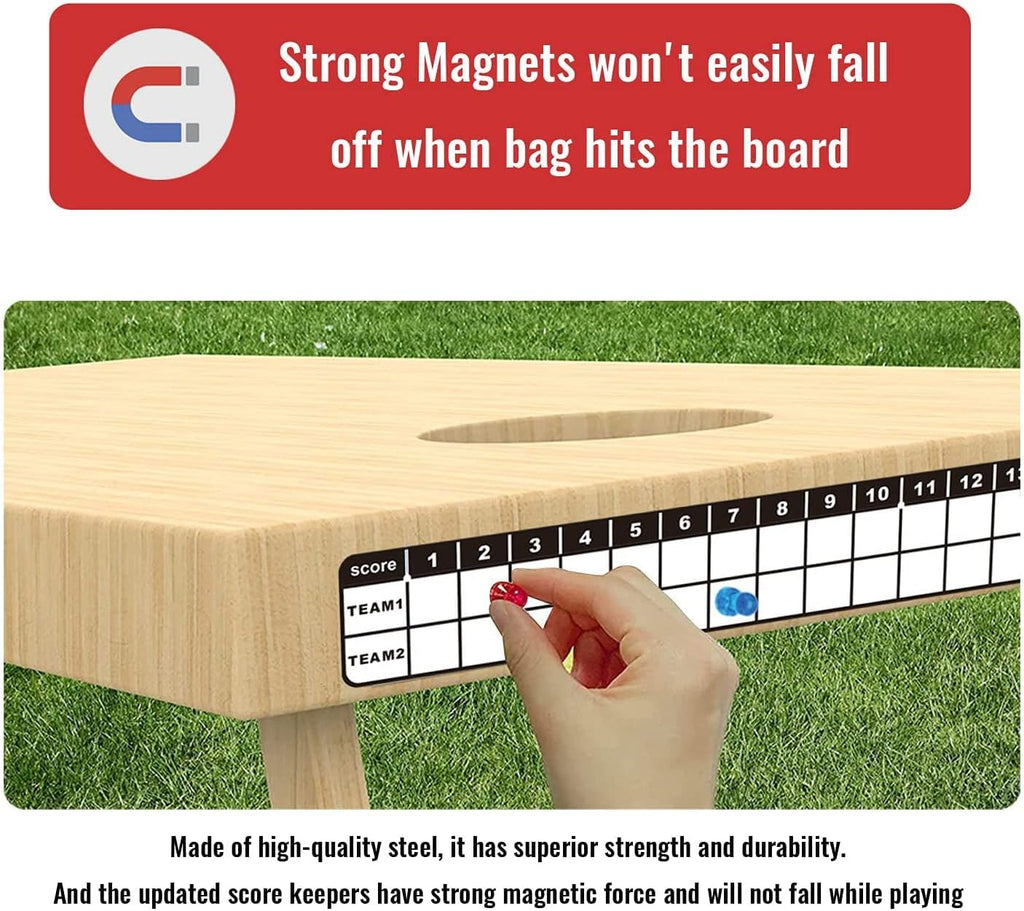 Skiennix Cornhole Scoreboard - Magnetic Score Keepers & Rules Sign | 4 Pack for Easy Tracking