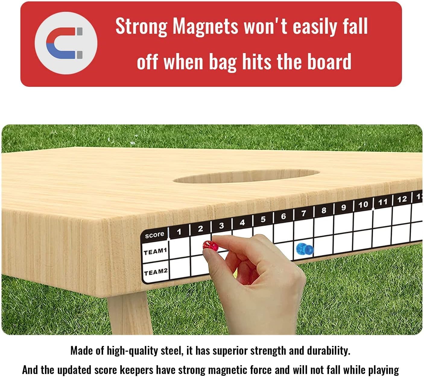Skiennix Cornhole Scoreboard - Magnetic Score Keepers & Rules Sign | 4 Pack for Easy Tracking
